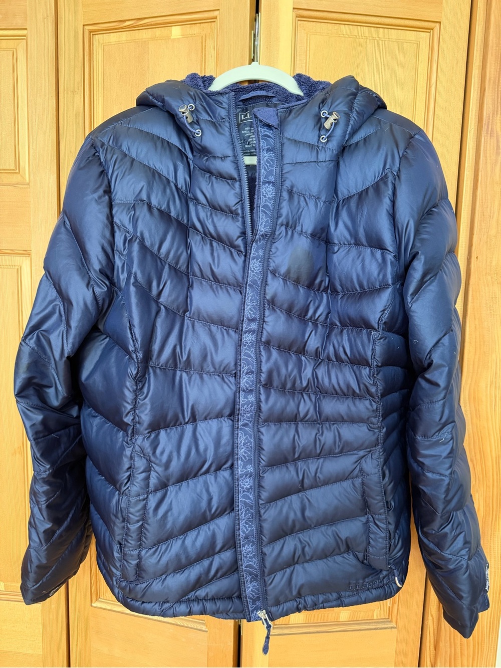 L.L. Bean Navy Quilted Hooded Puffer Jacket